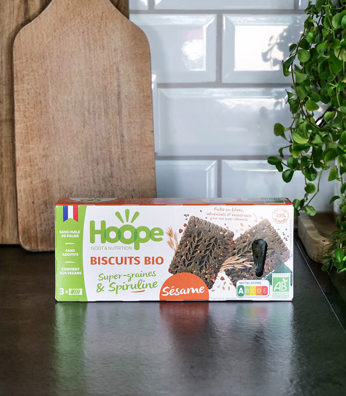 Sesamfrø & Spirulina Snack kjeks, Økologisk - HOOPE