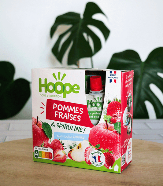 Eple, Jordbær & Spirulina fruktgrøt 4stk, Økologisk, HOOPE