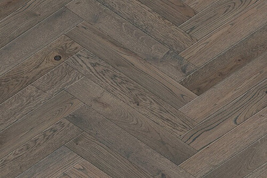 Fumé Fransk Eik Fiskebensparkett med klikksystem