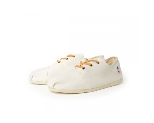 Håndlaget Blanc Espadrilles med snøring - Made in France
