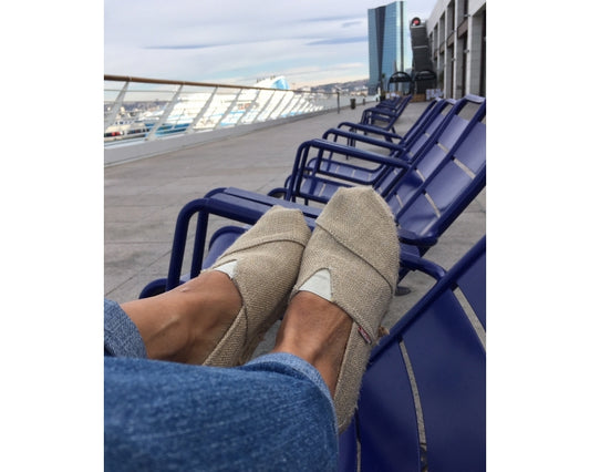 Håndlaget Espadrilles Compensée Beige- Made in France