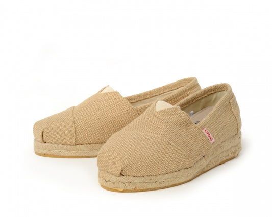 Håndlaget Espadrilles Compensée Beige- Made in France
