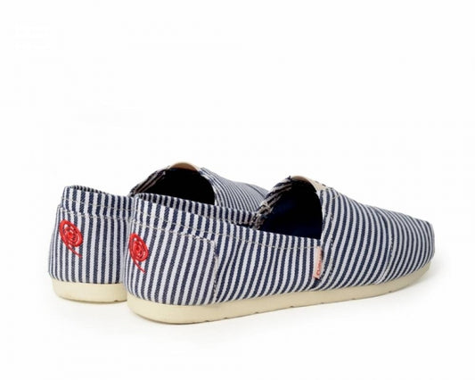 Håndlaget Espadrilles Blå & Hvit striper - Made in France