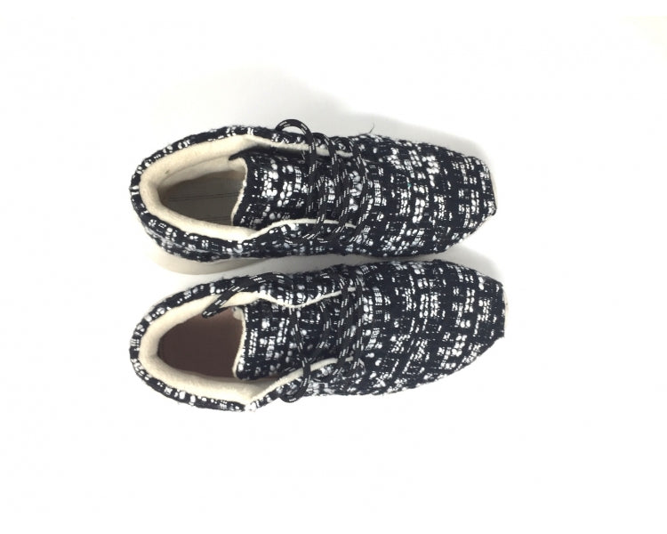 Håndlaget Sneakers i Tweed, Svart & Hvitt - Made in France