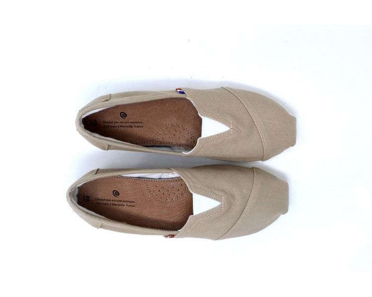 Håndlaget Espadrilles Kaffebeige i resirkulert bomull