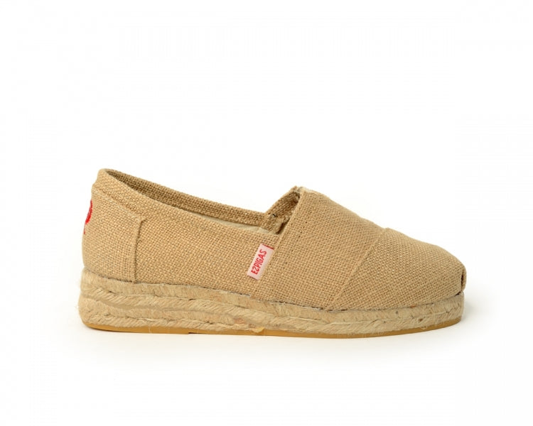 Håndlaget Espadrilles Compensée Beige- Made in France