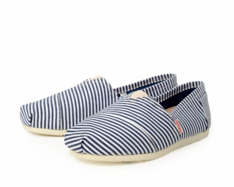 Håndlaget Espadrilles Blå & Hvit striper - Made in France