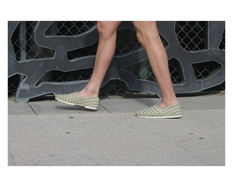 Håndlaget Espadrilles Verte tissée à motif- Made in France