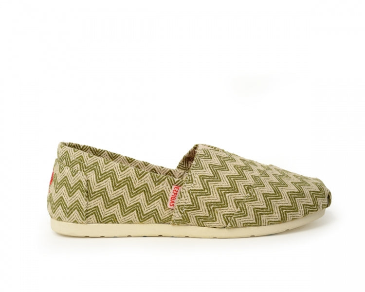 Håndlaget Espadrilles Verte tissée à motif- Made in France