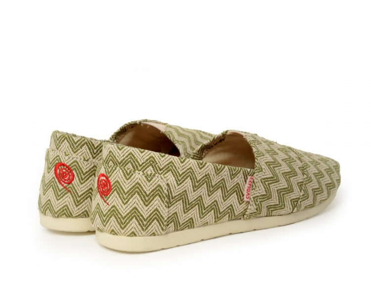 Håndlaget Espadrilles Verte tissée à motif- Made in France