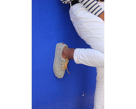 Håndlaget Chinée Espadrilles med snøring - Made in France