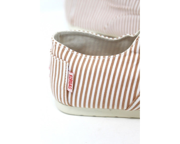 Håndlaget Marinière Beige Espadrilles med snøring - Made in France